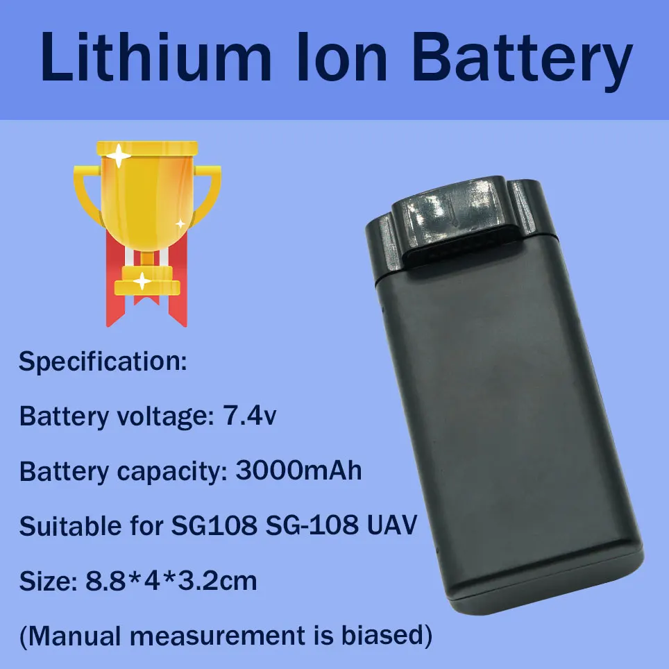 7.4V SG-108 GPS 4K Brushless RC Drone Battery Spare Parts 3000mAh Remote Control Battery SG108 SG-108 Drone (Black)
7.4V SG-108 GPS 4K Brushless RC Drone Battery Spare Parts 3000mAh Remote Control Battery SG108 SG-108 Drone (Black)