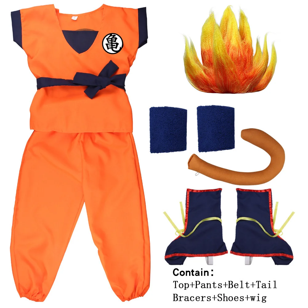 Adult Kids Son Goku Gui Cosplay Costumes Top Pants Tail Wrister Wig Blue Gold Children Birthday Party Carnival Dress
Adult Kids Son Goku Gui Cosplay Costumes Top Pants Tail Wrister Wig Blue Gold Children Birthday Party Carnival Dress