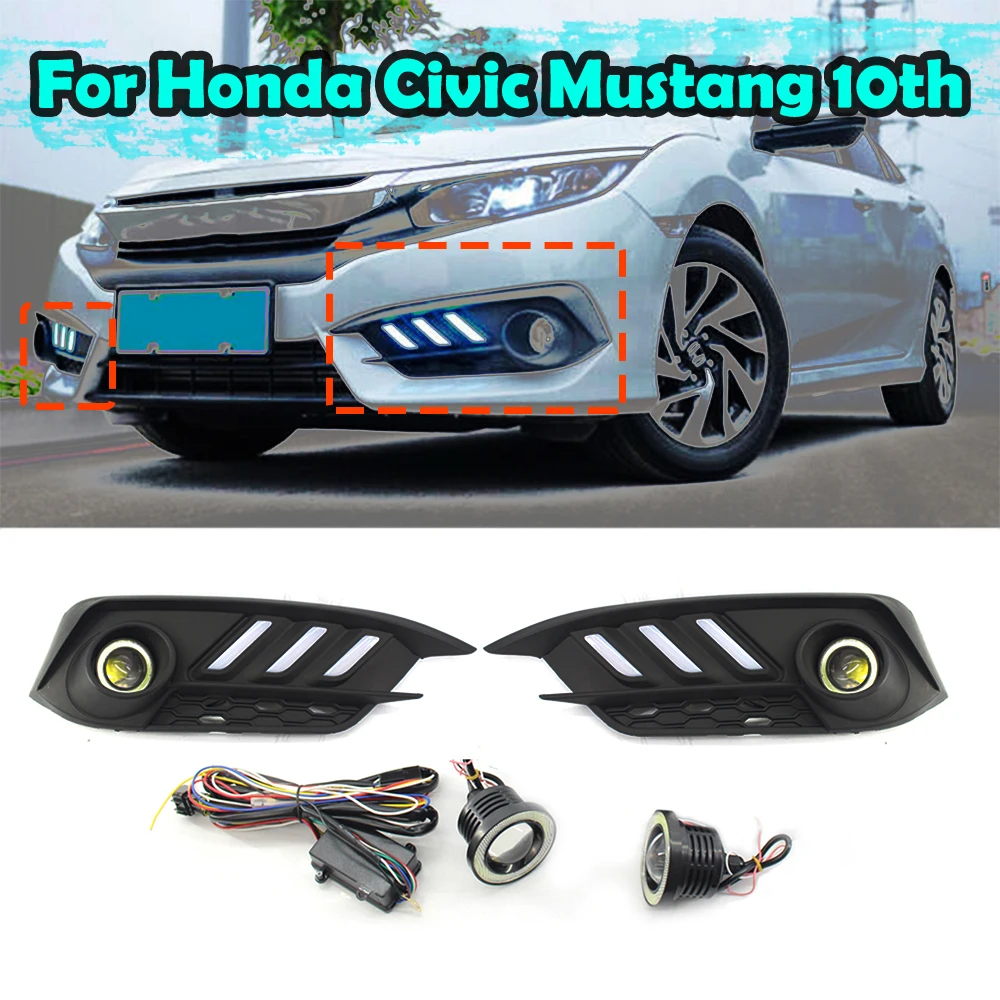 Fog Light Grille Cover With LED DRL Daytime Running Light Angel Eye Foglight For Honda Civic Mustang 10th Sedan 2016 2017 2018
Fog Light Grille Cover With LED DRL Daytime Running Light Angel Eye Foglight For Honda Civic Mustang 10th Sedan 2016 2017 2018
