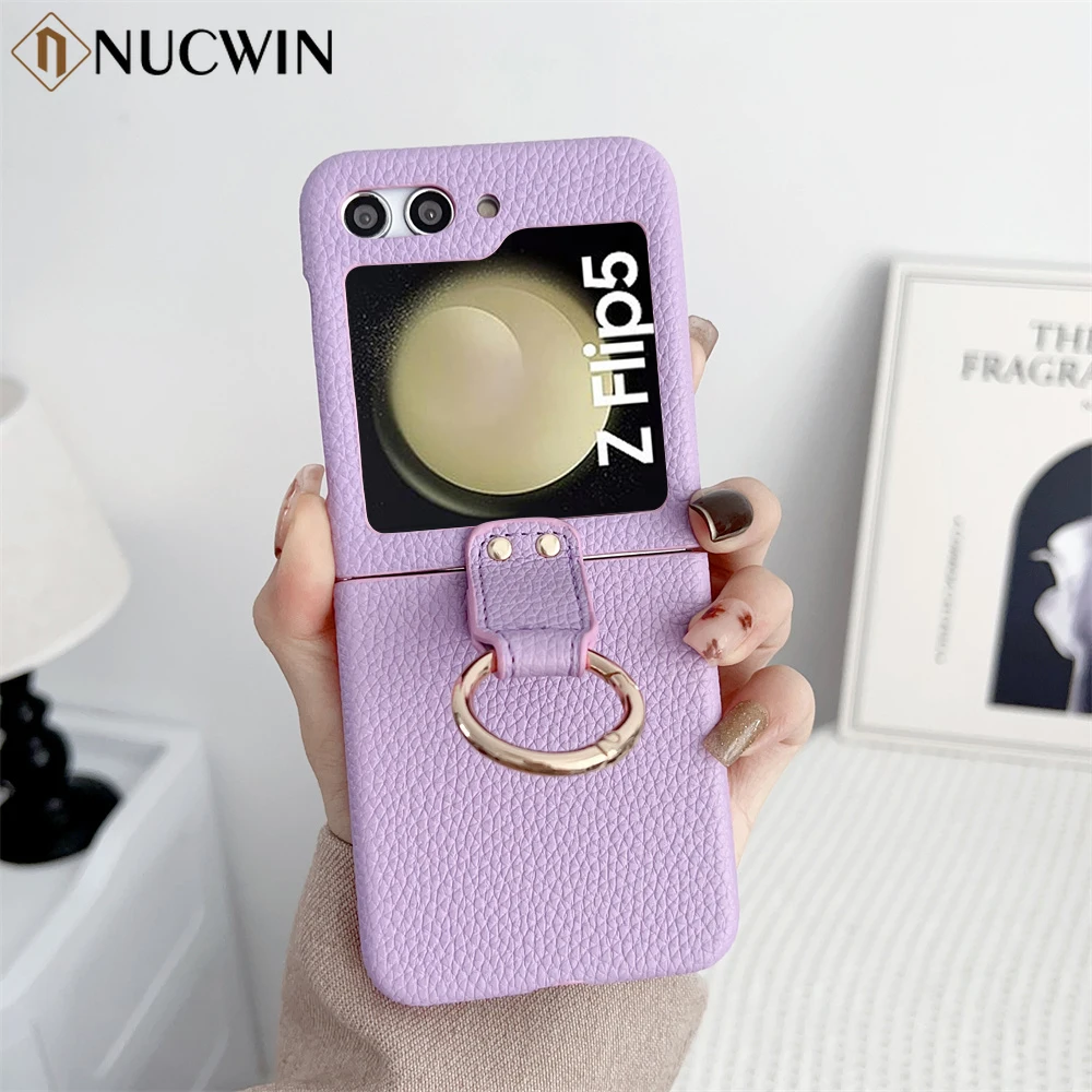 For Z Flip 5 Litchi Grain Leather Phone Case for Samsung Galaxy Z Flip 3 4 Z Flip4 ZFlip5 Matte Ring Stand Shockproof Slim Cover
For Z Flip 5 Litchi Grain Leather Phone Case for Samsung Galaxy Z Flip 3 4 Z Flip4 ZFlip5 Matte Ring Stand Shockproof Slim Cover
