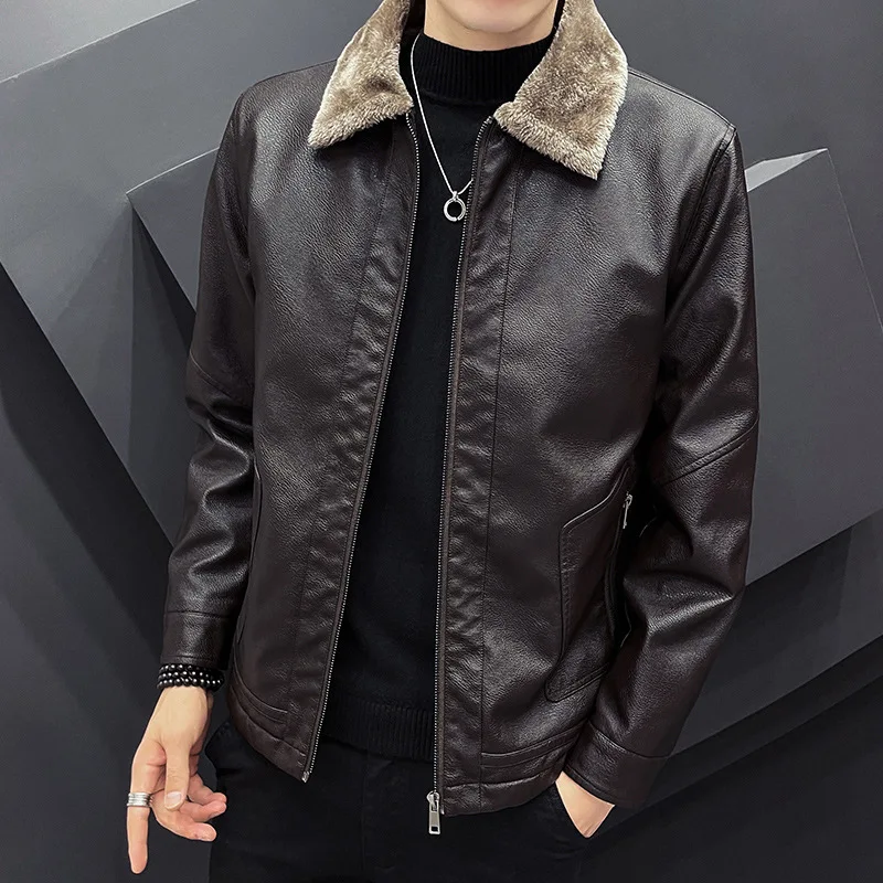 New Leather Jacket Men's Lapel Down Thickened Winter Jackets Warm Fur Collar Leather Biker Clothes Multicolor Casual Hot Sale
New Leather Jacket Men's Lapel Down Thickened Winter Jackets Warm Fur Collar Leather Biker Clothes Multicolor Casual Hot Sale
