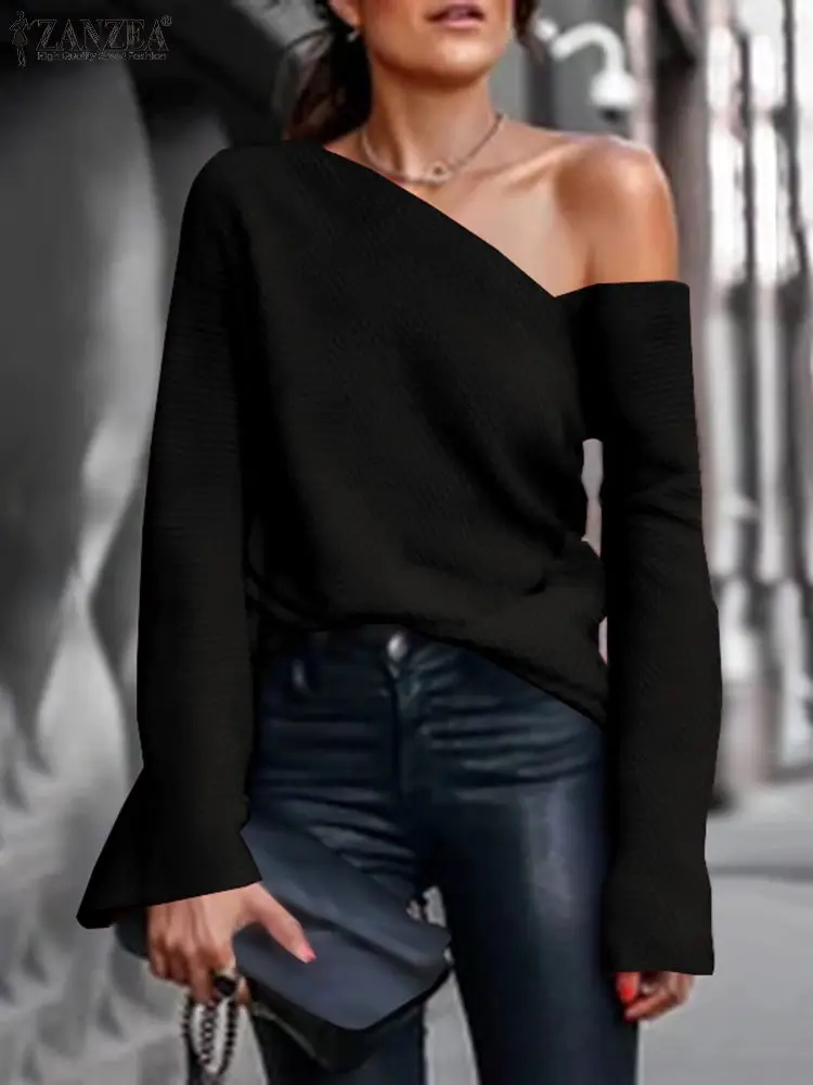 ZANZEA Women Spring Solid Color Blouse Boat Neck Flare Sleeve Sexy Thin Blusas Fashion Elegant Casual Loose Holiday Party Tops
ZANZEA Women Spring Solid Color Blouse Boat Neck Flare Sleeve Sexy Thin Blusas Fashion Elegant Casual Loose Holiday Party Tops