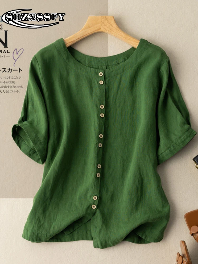 Cotton Linen T Shirt for Women Top New Summer Vintage Solid Women's Elegant Blouses Loose Casual Fashion Woman Blouses 2023
Cotton Linen T Shirt for Women Top New Summer Vintage Solid Women's Elegant Blouses Loose Casual Fashion Woman Blouses 2023