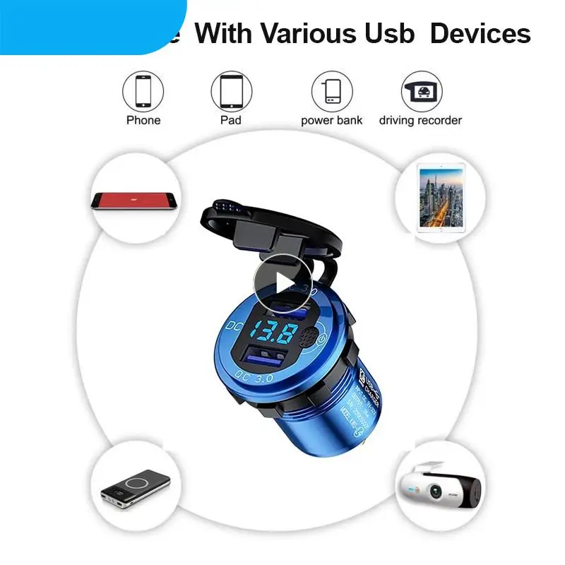 

Qc3.0 Quick Charge 3.0 Mobile Phone Charger Led Multi-purposes Car Usb Charger Save Energy Usb Fast Charging Car Charger 3a 18w