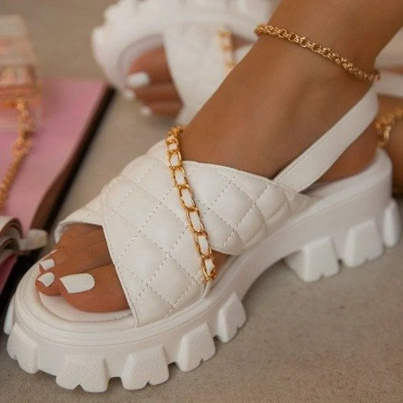 Fashion 2022 Platform Women's Sandals New Chain Summer Women Shoes Open Toe Sandals Casual Beach Slides Designer Slippers
Fashion 2022 Platform Women's Sandals New Chain Summer Women Shoes Open Toe Sandals Casual Beach Slides Designer Slippers