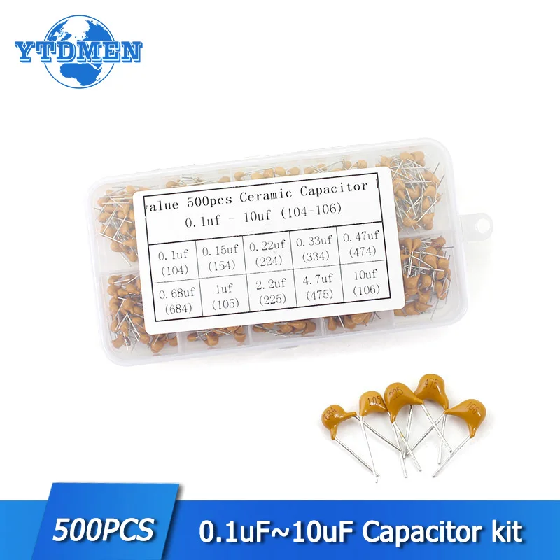 10Values*50pcs 0.1uF~10uF(104-106) Multilayer/Monolithic Ceramic Capacitor Assorted kit with storage box Electronics kit
10Values*50pcs 0.1uF~10uF(104-106) Multilayer/Monolithic Ceramic Capacitor Assorted kit with storage box Electronics kit