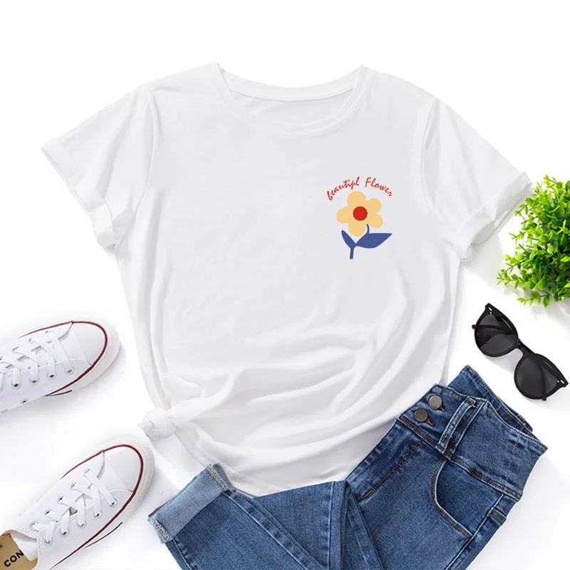 Cute Floral Pattern Women's Cotton Round Neck Short Sleeve T-shirt Collision Casual Loose Plus Size Women's Tops
Cute Floral Pattern Women's Cotton Round Neck Short Sleeve T-shirt Collision Casual Loose Plus Size Women's Tops