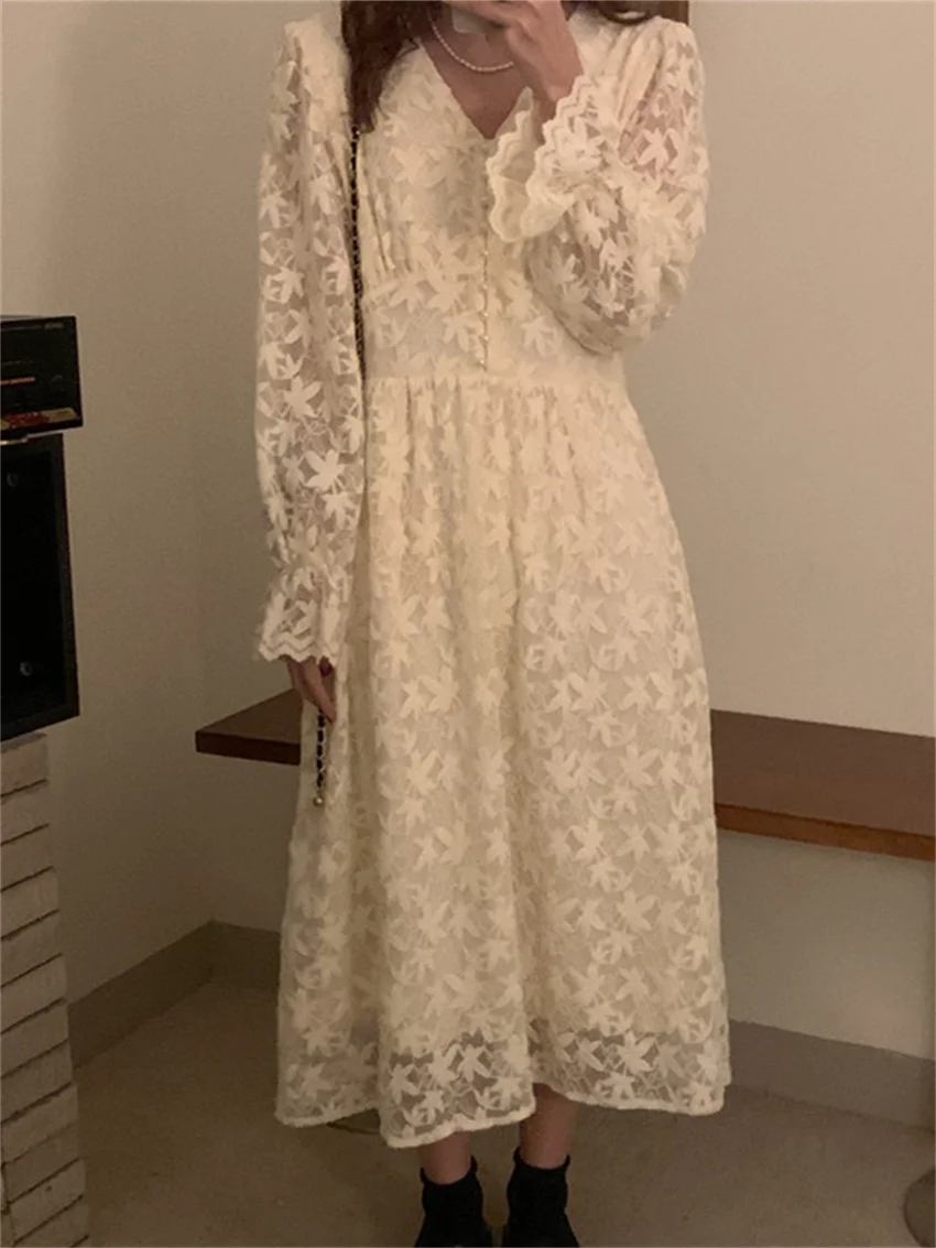Alien Kitty Lace V-neck Crochet Long Party Dress Women 2022 New Spring Autumn Vintage Sweet Maxi Fashion Elegant Chic Vestidos
Alien Kitty Lace V-neck Crochet Long Party Dress Women 2022 New Spring Autumn Vintage Sweet Maxi Fashion Elegant Chic Vestidos