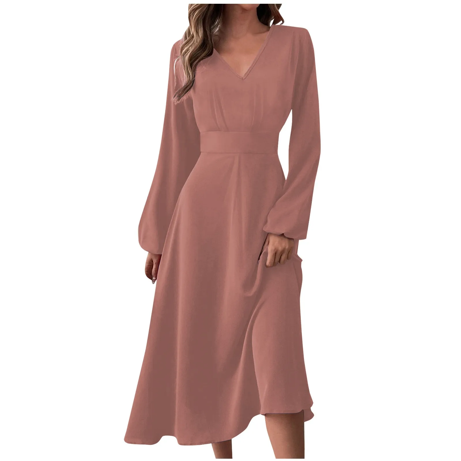 Women'S Autumn And Winter Casual Fashion V-Neck Long Sleeve Solid Color Long Dress Autumn And Winter Women‘S Clothing New
Women'S Autumn And Winter Casual Fashion V-Neck Long Sleeve Solid Color Long Dress Autumn And Winter Women‘S Clothing New