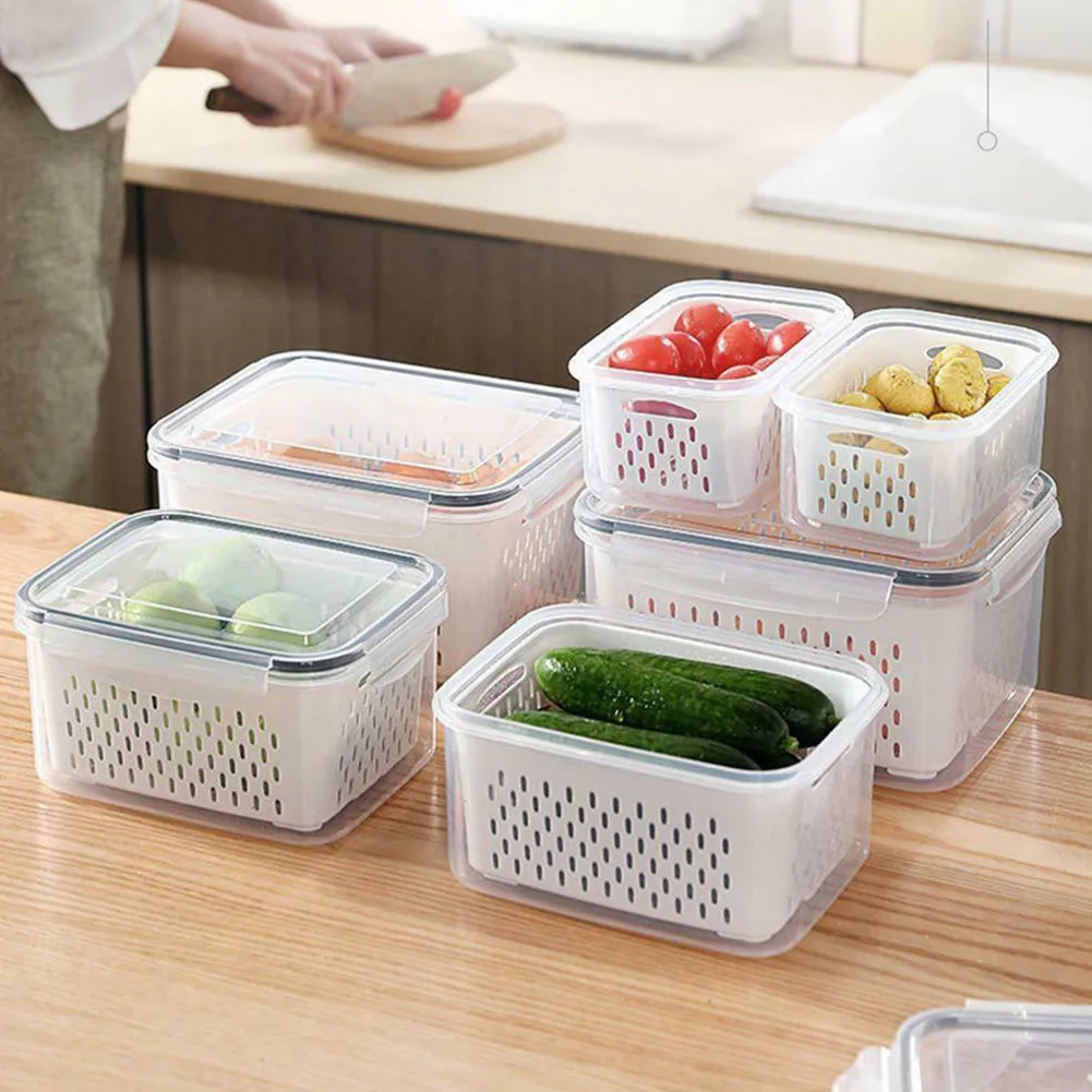 Kitchen Fridge Organizer Storage Box W/Lid Food Storage Box Crisper Vegetable And Fruit Drainer Basket Fresh-Keeping Organizer
Kitchen Fridge Organizer Storage Box W/Lid Food Storage Box Crisper Vegetable And Fruit Drainer Basket Fresh-Keeping Organizer