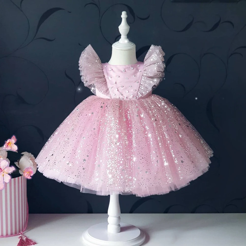 Baby 1st Birthday Dress for Girls Sequins Fluffy Kids Princess Party Gown Bow Elegant Wedding Clothes Toddler Children Dresses 
Baby 1st Birthday Dress for Girls Sequins Fluffy Kids Princess Party Gown Bow Elegant Wedding Clothes Toddler Children Dresses