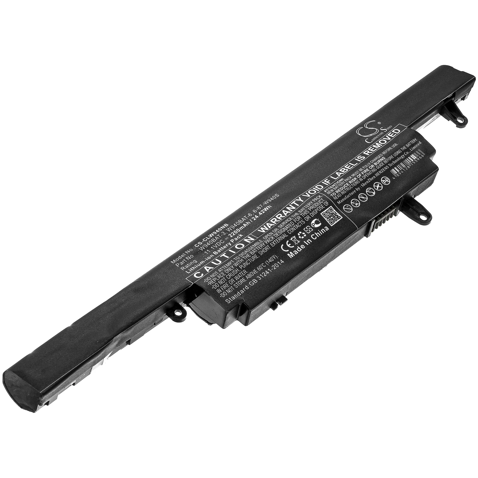 CS 2200mAh/24.42Wh battery for Clevo Premium Tv Xs3210,W940S 6-87-W940S,6-87-W940S-424,6-87-W940S-4271 W940S-42F1-P
CS 2200mAh/24.42Wh battery for Clevo Premium Tv Xs3210,W940S 6-87-W940S,6-87-W940S-424,6-87-W940S-4271 W940S-42F1-P