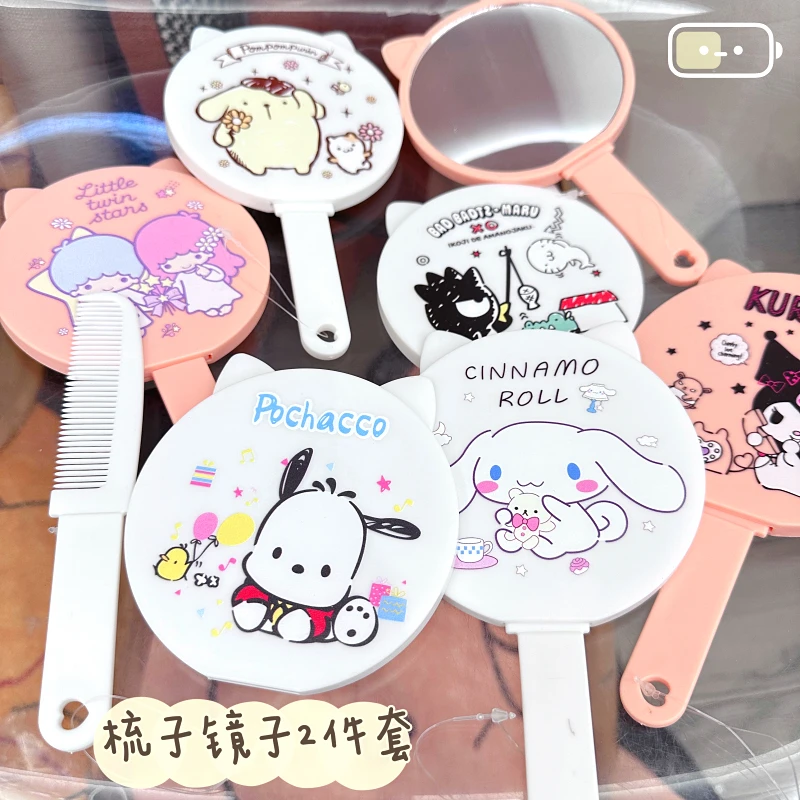 

Один набор кавайная Sanrio My Melody Hello Kitty Cinnamoroll японское мультяшное аниме зеркало для макияжа расческа Портативный Макияж подарки для девочки