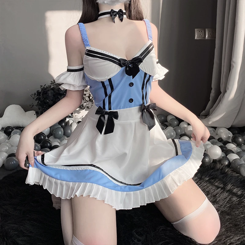 Japanese Kawaii Blue Maid Outfits Cosplay Passion Tease Cute Lovely Uniform Women Sexy Halloween Lingerie Suit Costume
Japanese Kawaii Blue Maid Outfits Cosplay Passion Tease Cute Lovely Uniform Women Sexy Halloween Lingerie Suit Costume