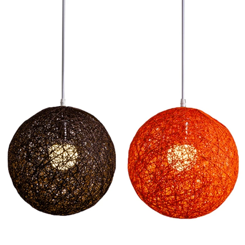 2X Coffee / Orange Bamboo, Rattan And Hemp Ball Chandelier Individual Creativity Spherical Rattan Nest Lampshade
2X Coffee / Orange Bamboo, Rattan And Hemp Ball Chandelier Individual Creativity Spherical Rattan Nest Lampshade