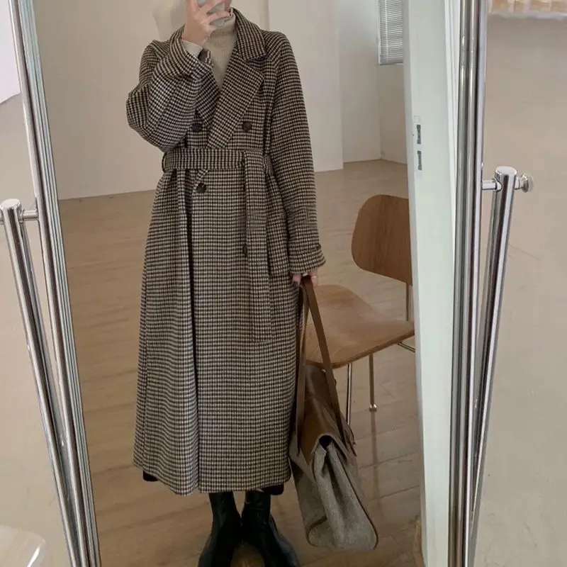 Women's Plaid Woolen Coat Autumn Woolen Coat Winter New Korean Style Jacket Women Overcoat Grey Brown Coat Women Mature Office
Women's Plaid Woolen Coat Autumn Woolen Coat Winter New Korean Style Jacket Women Overcoat Grey Brown Coat Women Mature Office