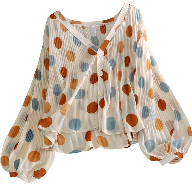 Casual Stylish Pleated BlousesChiffon Blouse Shirt 2021 New Long Lantern SleeveWomen Summer V-Neck Loose Polka Dot Shirt Tops
Casual Stylish Pleated BlousesChiffon Blouse Shirt 2021 New Long Lantern SleeveWomen Summer V-Neck Loose Polka Dot Shirt Tops