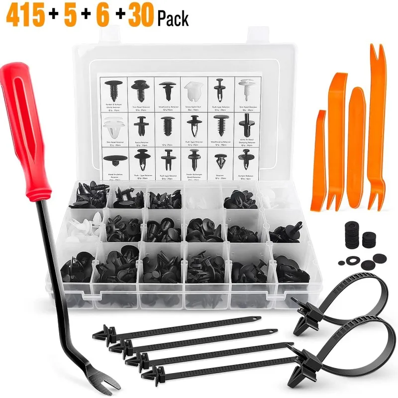 415Pcs Auto Bumper Retainer Clips Car Plastic Rivets Fasteners Push Retainer Clips Kit Door Trim Panel Fender Parts Tool Set 
415Pcs Auto Bumper Retainer Clips Car Plastic Rivets Fasteners Push Retainer Clips Kit Door Trim Panel Fender Parts Tool Set