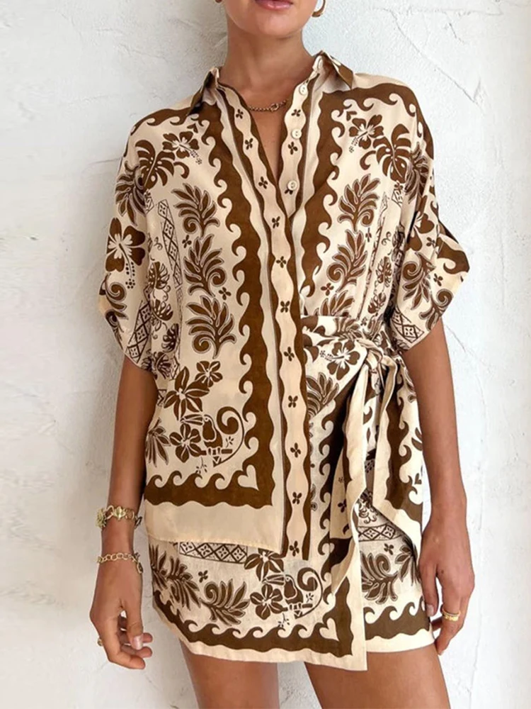Summer Women's Sets 2023 New Fashion Printed Short Sleeve Buttons Up Blouses Skirts Sets Two Pieces Sets Womens Clothes
Summer Women's Sets 2023 New Fashion Printed Short Sleeve Buttons Up Blouses Skirts Sets Two Pieces Sets Womens Clothes