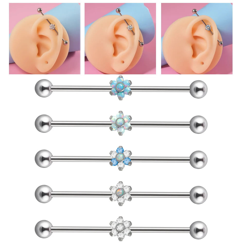 1PC Titanium Barbell Ear Piercing Opal Flower Straight Rod stud Earrings 14g CZ Women Body Piercing Barbell
1PC Titanium Barbell Ear Piercing Opal Flower Straight Rod stud Earrings 14g CZ Women Body Piercing Barbell