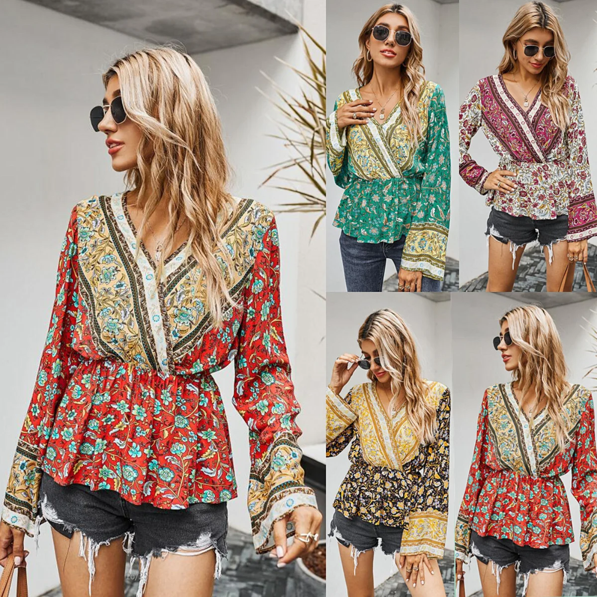 2023 Women's Wear Fashion Clothing Autumn V-neck Waist Vintage Holiday Print Top
2023 Women's Wear Fashion Clothing Autumn V-neck Waist Vintage Holiday Print Top