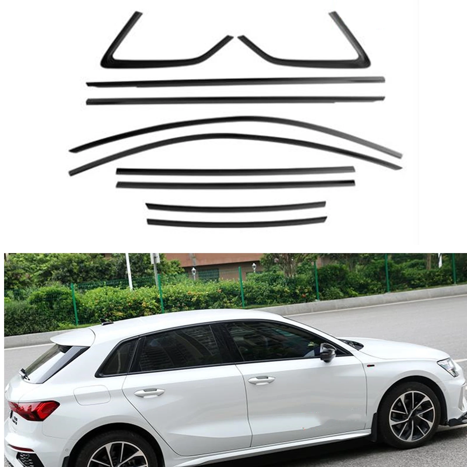 

Оконная отделка, уплотнительные полоски, боковая прокладка, автомобильная внешняя полоса, наклейка, крышка для Audi A3 S3 Hatchback 2021-2023
