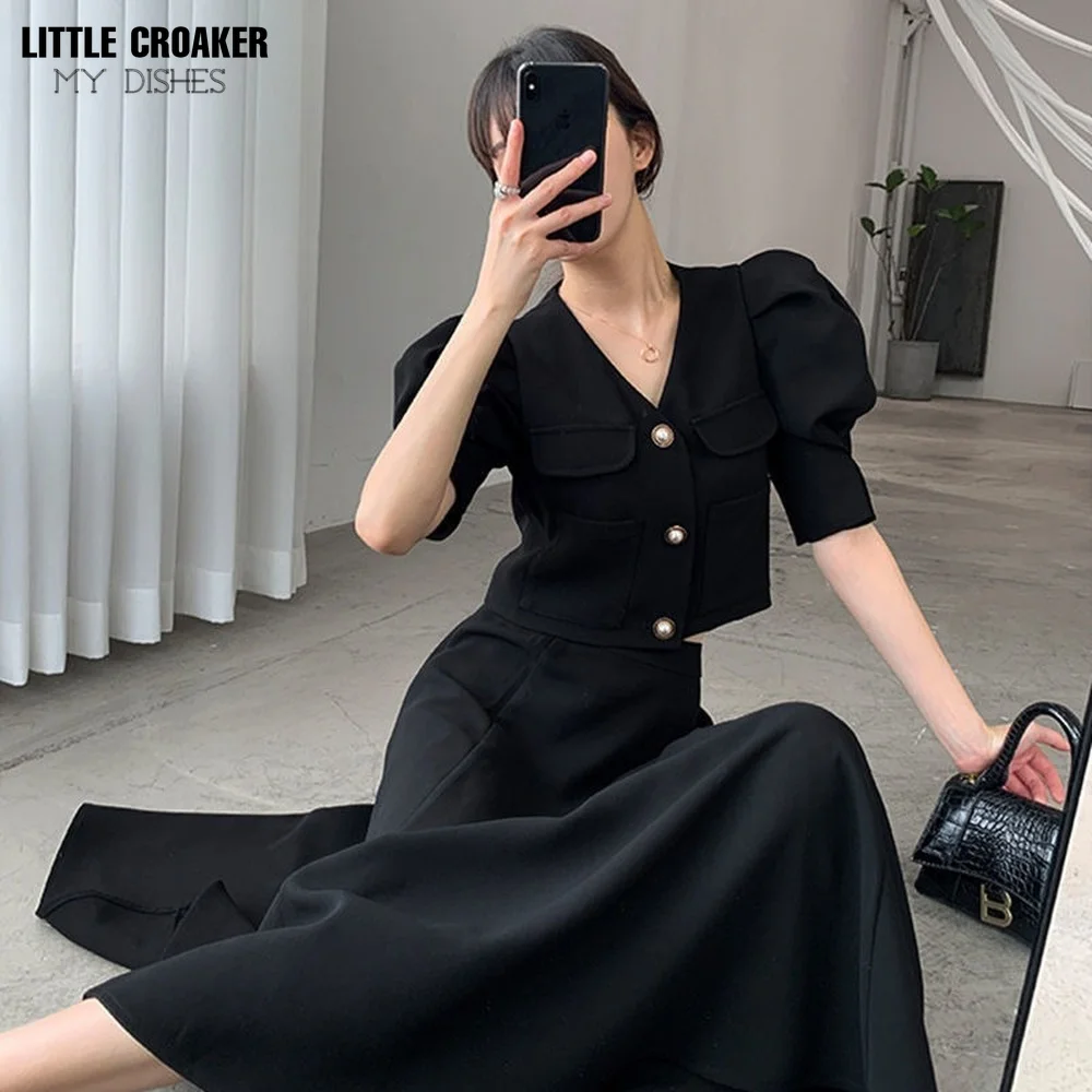 Casual Two Piece Set Short Sleeve Women Shirt Single Breasted Notched Collar Cropped Top High Waist A Line Long Skirts
Casual Two Piece Set Short Sleeve Women Shirt Single Breasted Notched Collar Cropped Top High Waist A Line Long Skirts