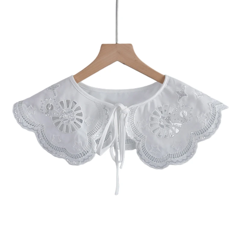 573B Ladies Lace Detachable Collar Shawl Hollow Out Star Bowknot Capelet Poncho Shrug
573B Ladies Lace Detachable Collar Shawl Hollow Out Star Bowknot Capelet Poncho Shrug
