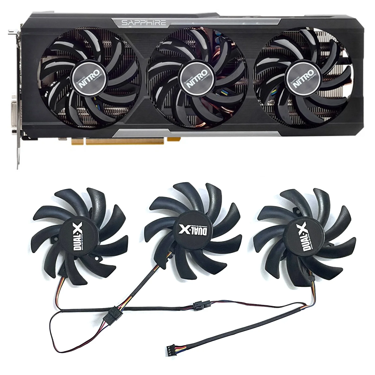 

3pcs New FDC10H12D9-C 85mm 4pin 0.35A GPU Cooling Fan for Sapphire Radeon Nitro R9 280X 290 290X 390 390X Tri-X Graphics Cards