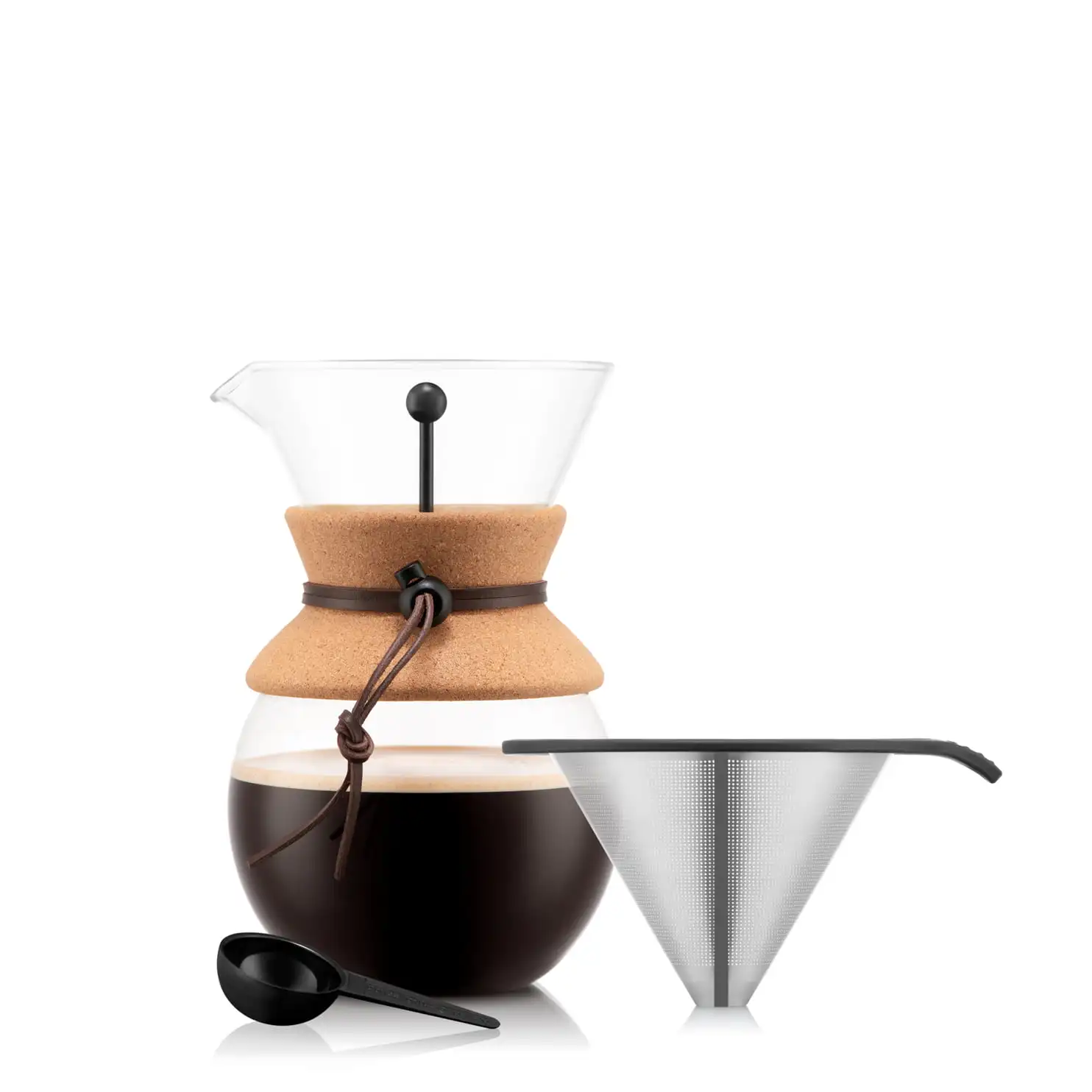 Pour Over Coffee Dripper with Reusable Stainless Steel Filter, 34 Ounce, Brown, Cork
Pour Over Coffee Dripper with Reusable Stainless Steel Filter, 34 Ounce, Brown, Cork