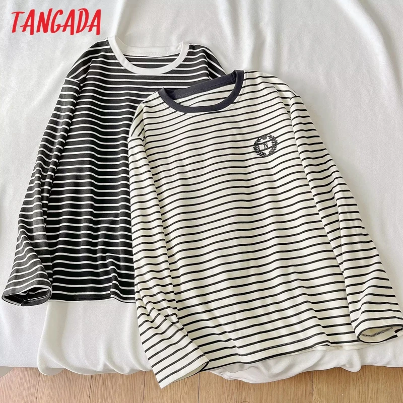 Tangada Spring Women Oversized Emboridery Striped T Shirt Long Sleeve O Neck Tees Ladies Top XLJ61
Tangada Spring Women Oversized Emboridery Striped T Shirt Long Sleeve O Neck Tees Ladies Top XLJ61