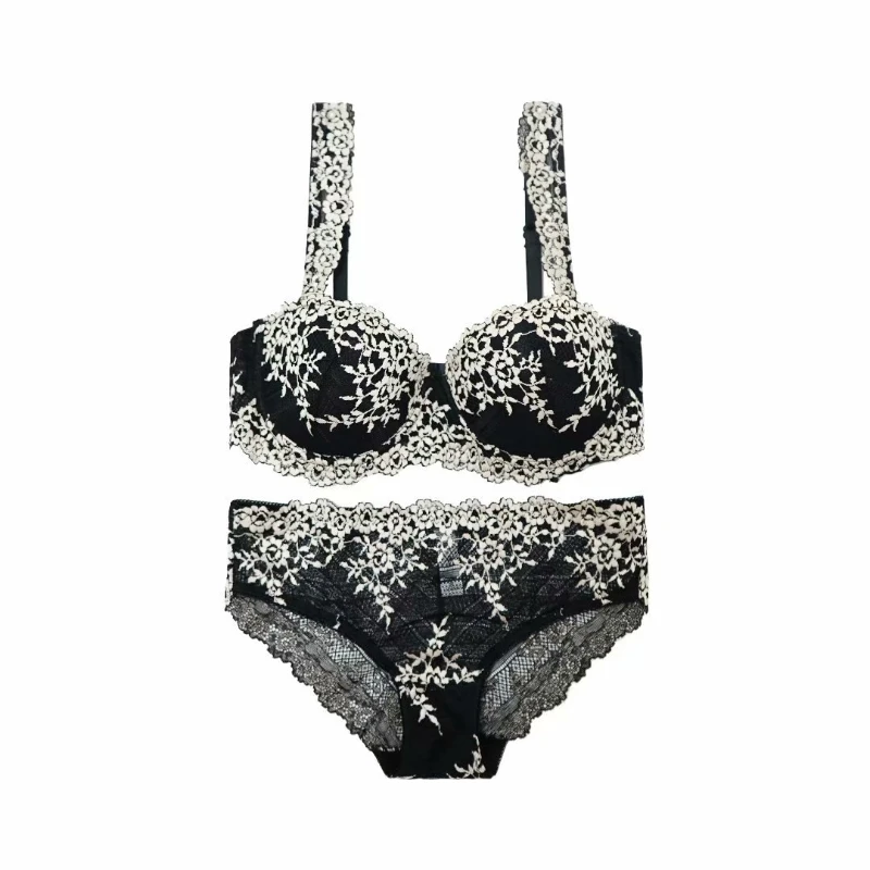 New Luxury Lace Embroidered Half Cup Soft Ring Bra Set Comfortable Non Slip Bra Detachable Shoulder Strap French Underwear
New Luxury Lace Embroidered Half Cup Soft Ring Bra Set Comfortable Non Slip Bra Detachable Shoulder Strap French Underwear
