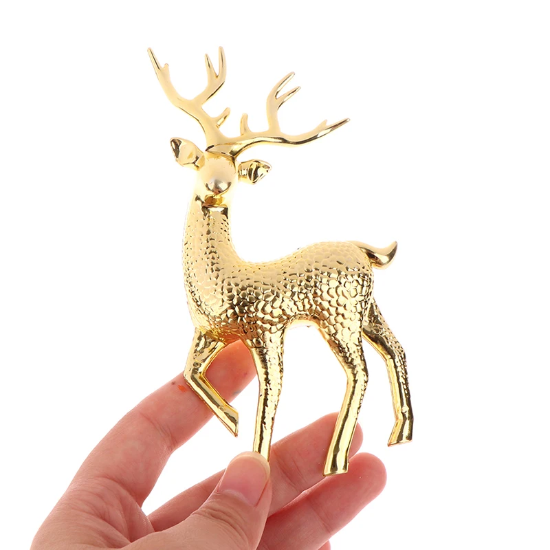 

1pc Christmas Elk Plastic Golden Cake Topper Dessert Decoration Merry Christmas New Year Home Decor Children Gift