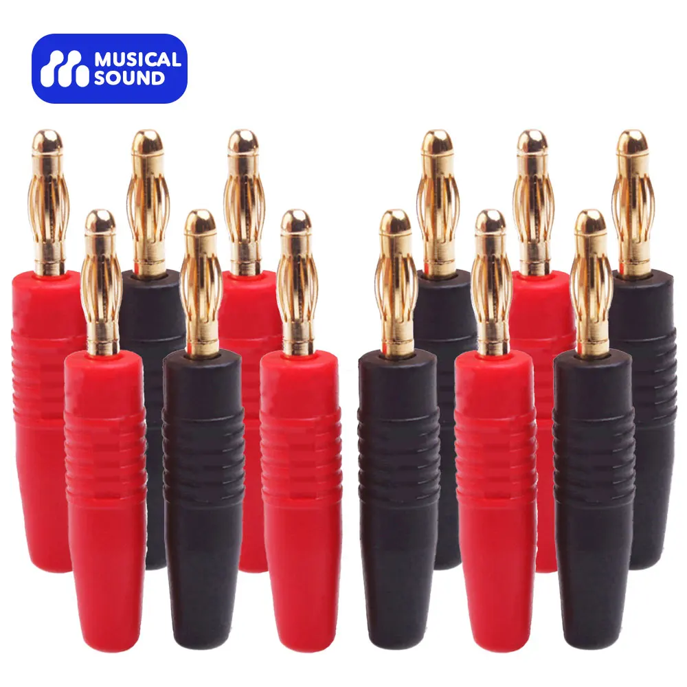 

Musical Sound 12PCS Gold Plated Speaker Banana Plugs Hifi Speaker Amplifiers Plug Connectors for Speaker Wire Cable HOT Sale D