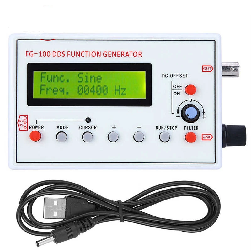 FG-100 DDS Function Signal Generator Frequency Counter 1Hz - 500KHz Signal Source Module Sine+Square+Triangle+Sawtooth Waveform
FG-100 DDS Function Signal Generator Frequency Counter 1Hz - 500KHz Signal Source Module Sine+Square+Triangle+Sawtooth Waveform