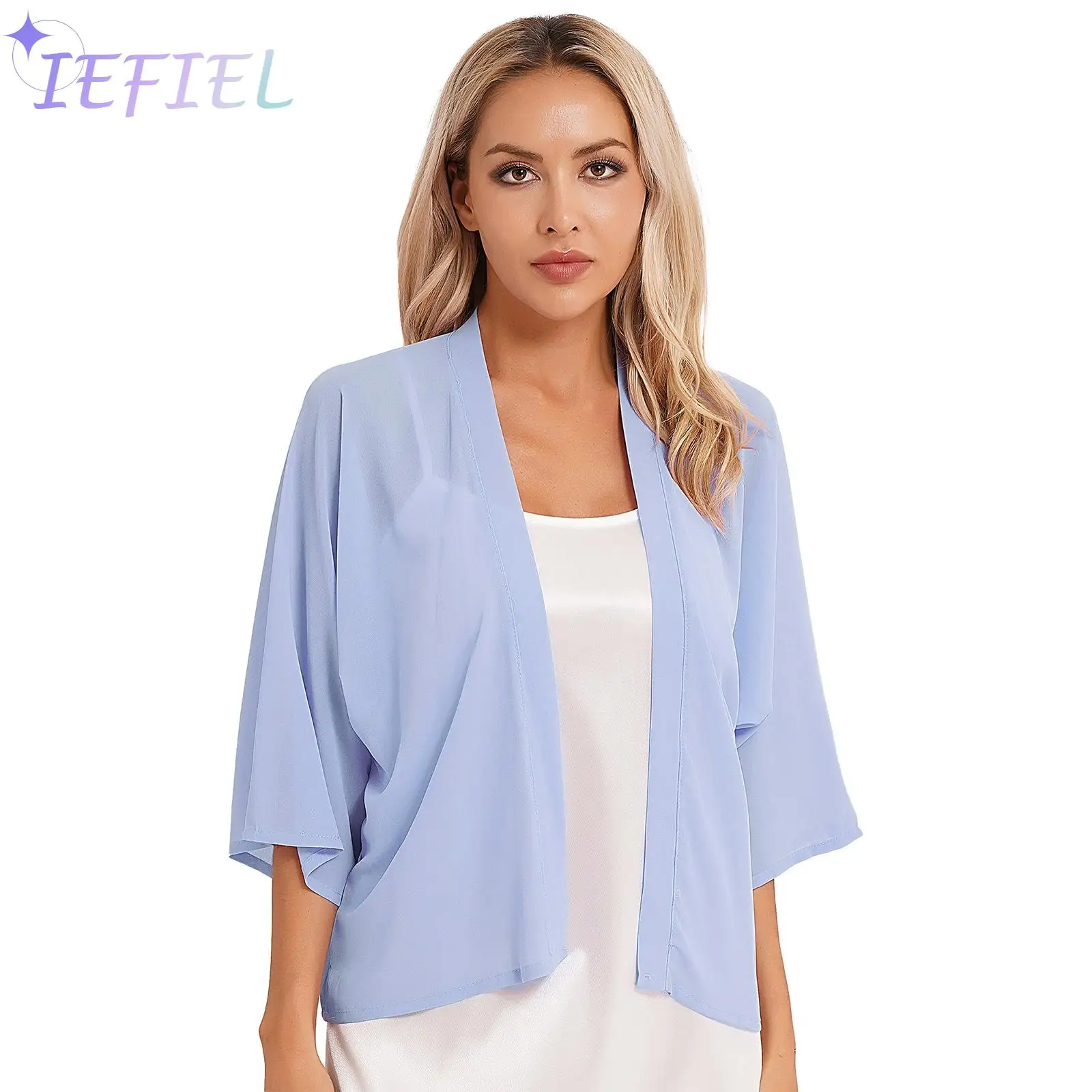 Women 3/4 Sleeve Sheer Blouse Tops Capes Solid Color Loose Shawl Kimono Cardigan Chiffon Coat Jacket Casual Vacation Beachwear
Women 3/4 Sleeve Sheer Blouse Tops Capes Solid Color Loose Shawl Kimono Cardigan Chiffon Coat Jacket Casual Vacation Beachwear