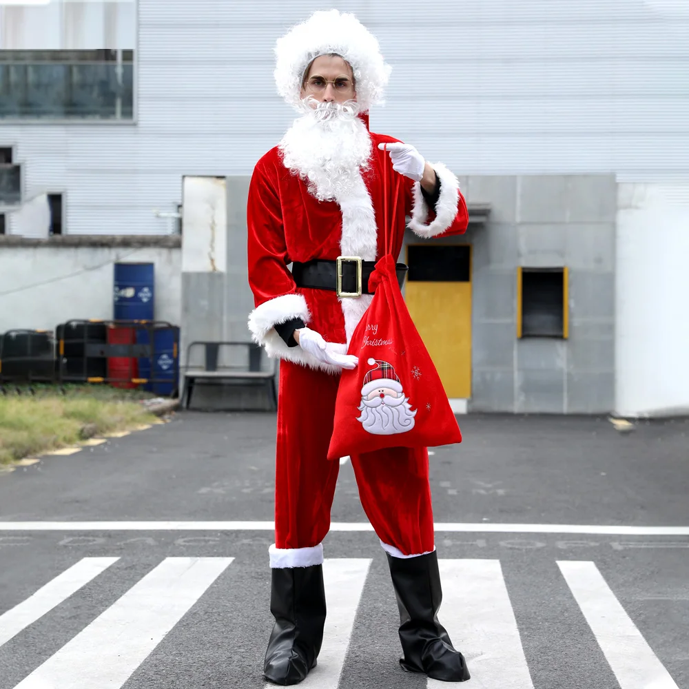 Christmas Santa Claus Long Hair Costume 5Pcs/Lot Cosplay Santa Claus Clothes Fancy Dress In Christmas Men Suit Adults
Christmas Santa Claus Long Hair Costume 5Pcs/Lot Cosplay Santa Claus Clothes Fancy Dress In Christmas Men Suit Adults
