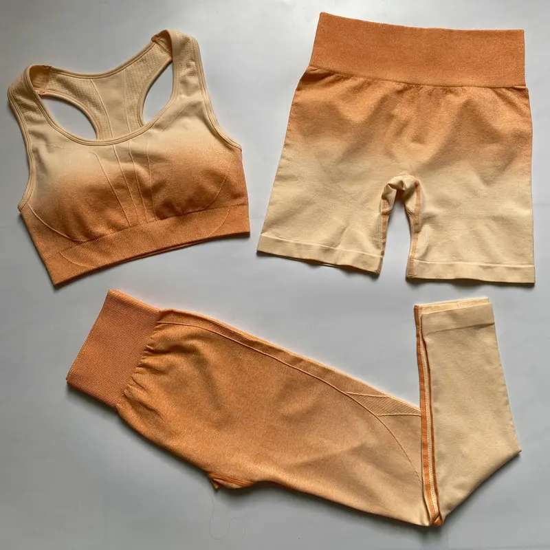 3PCS Ombre Yoga Set Seamless Sports Bra+Fitness Short+High Waist Sport Leggings Women Running Gym Clothing Sport Suit Sportswear
3PCS Ombre Yoga Set Seamless Sports Bra+Fitness Short+High Waist Sport Leggings Women Running Gym Clothing Sport Suit Sportswear
