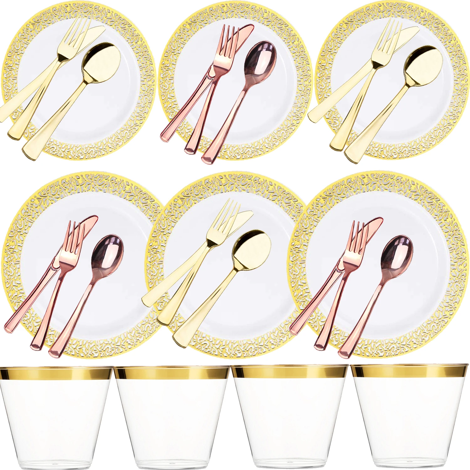 Disposable Tableware,Wedding, Banquet, Party Decoration Disposable High Quality Tableware, Suitable for 25 People Party Supplies
Disposable Tableware,Wedding, Banquet, Party Decoration Disposable High Quality Tableware, Suitable for 25 People Party Supplies
