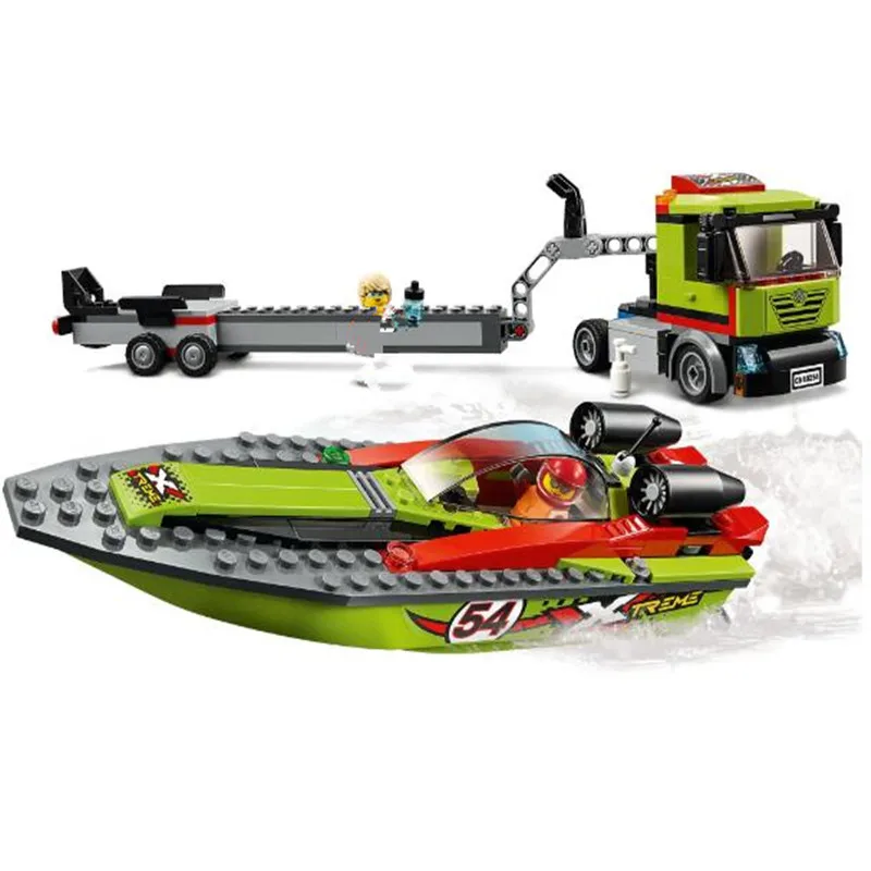 250pcs City Race Boat Transporter Set Model Building Block Compatible 60254 with Figures Toys for Children Christmas Bricks Gift
250pcs City Race Boat Transporter Set Model Building Block Compatible 60254 with Figures Toys for Children Christmas Bricks Gift