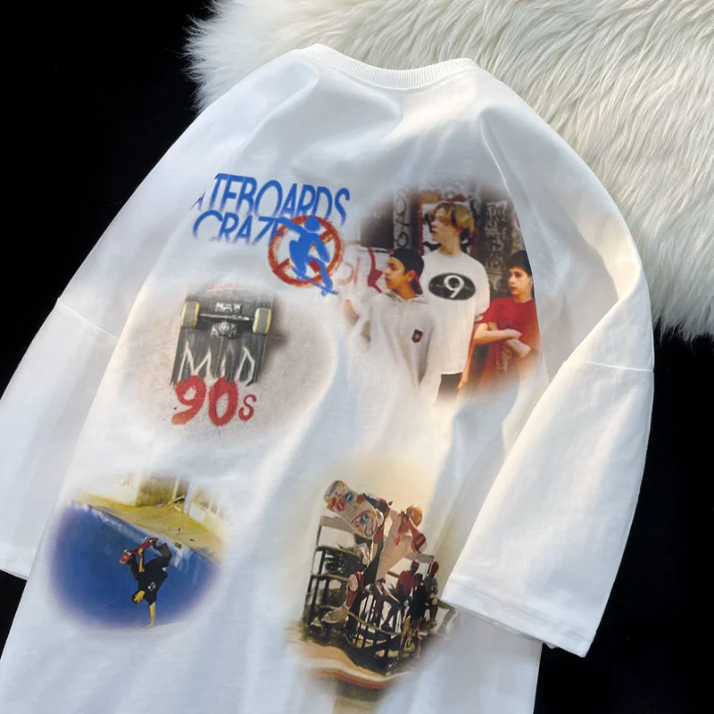 Street Skateboarding Boy Fashion Oversized T Shirts Short Sleeve White Cotton Tee Hip Hop Streetwear Loose Summer Teenage Casual 
Street Skateboarding Boy Fashion Oversized T Shirts Short Sleeve White Cotton Tee Hip Hop Streetwear Loose Summer Teenage Casual