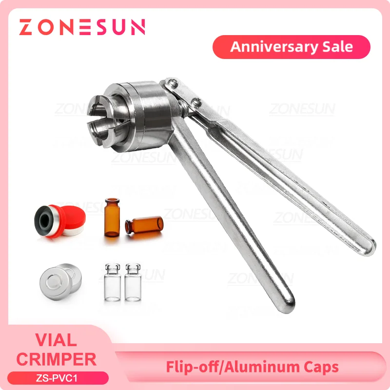 ZONESUN Handheld Vial Crimper Sealer 11mm to 32mm Bottle Sealing Tool Manual Capper Flip Off Cap ZS-PVC1
ZONESUN Handheld Vial Crimper Sealer 11mm to 32mm Bottle Sealing Tool Manual Capper Flip Off Cap ZS-PVC1