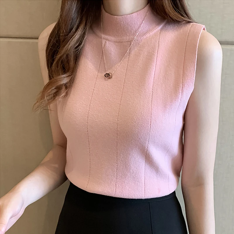 Korean Women New 2021 Sleeveless Summer Turtleneck Tshirt Knit Elastic Casual Clothes Solid Ladies Fashion Tops T-shirt Indie
Korean Women New 2021 Sleeveless Summer Turtleneck Tshirt Knit Elastic Casual Clothes Solid Ladies Fashion Tops T-shirt Indie