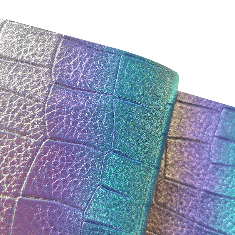 

Meatallic Rainbow Crack Brick Embossed Vinyl Faux Leather Fabric Sheet For Making Shoe/Bag/Decorative/DIY Accessories 46x135cm