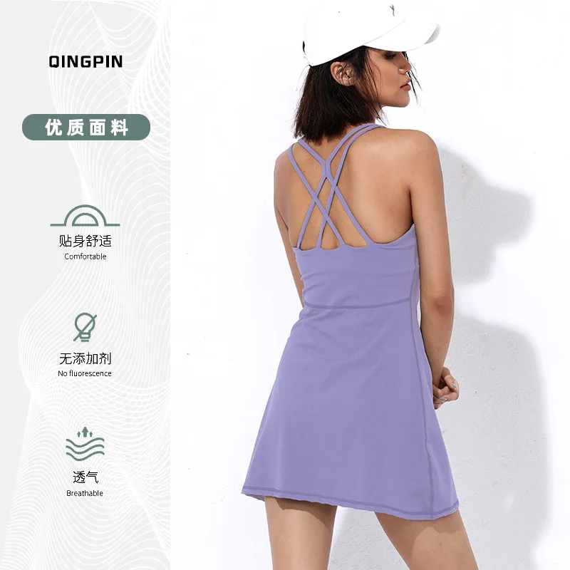 Women's Tennis Two-piece Anti Light Walking Lulu Yoga Dress Fitness Skirt with Chest Cushion Athletic Dress Exercise Golf Dress
Women's Tennis Two-piece Anti Light Walking Lulu Yoga Dress Fitness Skirt with Chest Cushion Athletic Dress Exercise Golf Dress