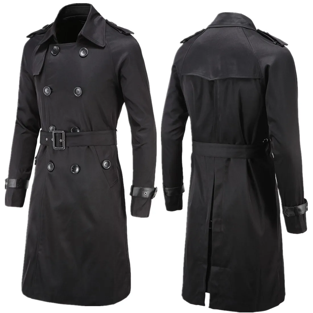 

Breasted Male Pea Spring Overcoat Coats Coat Double Windbreak Long Belt Trench Autumn With Peacoat Mens