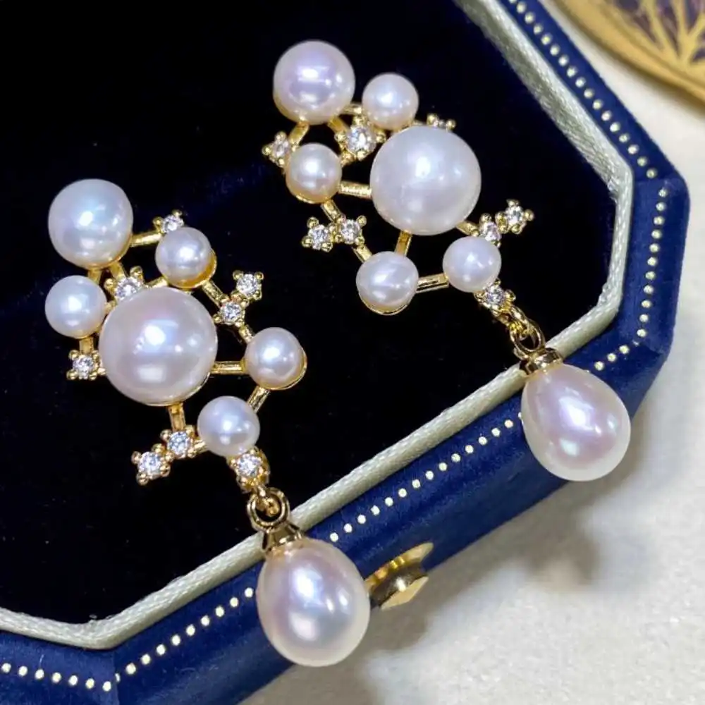 Natural freshwater pearl cluster earrings drop pearl pendant Diy Hook HOOK Accessories Beautiful Christmas Holiday gifts Fashion
Natural freshwater pearl cluster earrings drop pearl pendant Diy Hook HOOK Accessories Beautiful Christmas Holiday gifts Fashion
