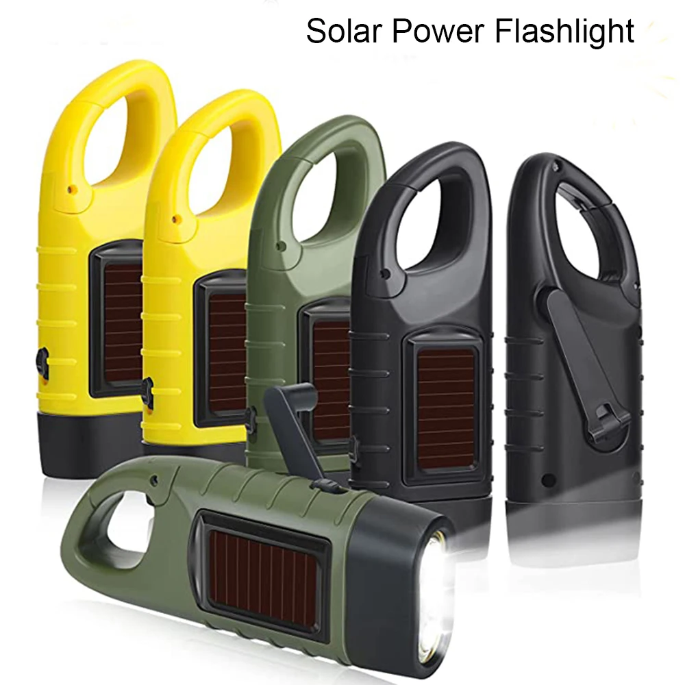 

Mini Emergency Solar Powered Flashlight Hand Crank Dynamo LED Tent Light Lamp Powerful Torch For Outdoor self-defense Camping