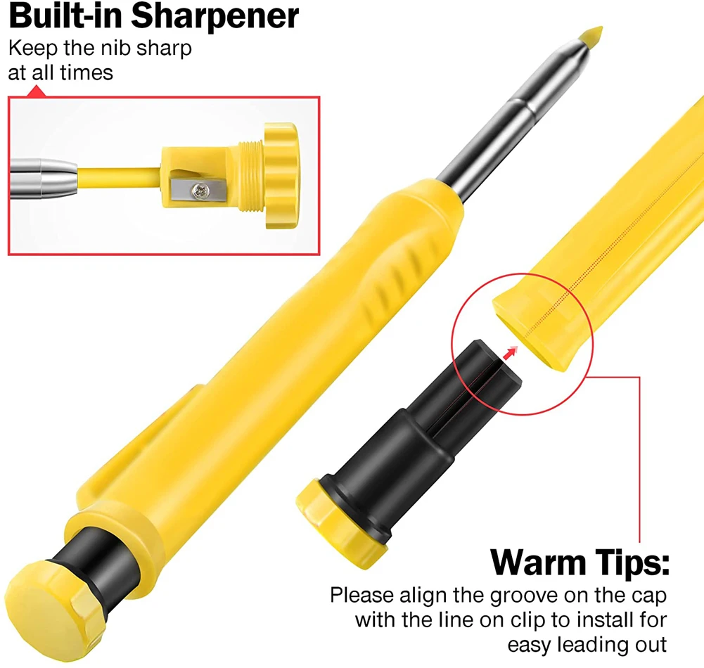 Black(Pencils Leads) Carpenter Pencil Hand Tools For Deep Hole Marker Hand Tools Mechanical Pencil Built-in Sharpener
Black(Pencils Leads) Carpenter Pencil Hand Tools For Deep Hole Marker Hand Tools Mechanical Pencil Built-in Sharpener