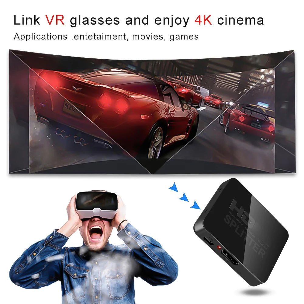 4K HDMI-совместимый сплиттер 1x2 1 в 2 Выход 1080p HDCP 3D усилитель сигнала мощности